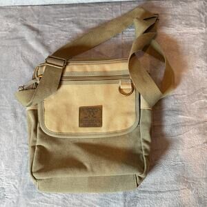 Scruffy Dog Trading Co Canvas Crossbody Bag Khaki Travel Utility Shoulder Bag